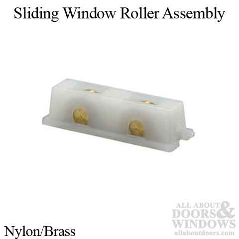 Roller Assembly (Flat) - Sliding Windows, Nylon / Brass - Pairs