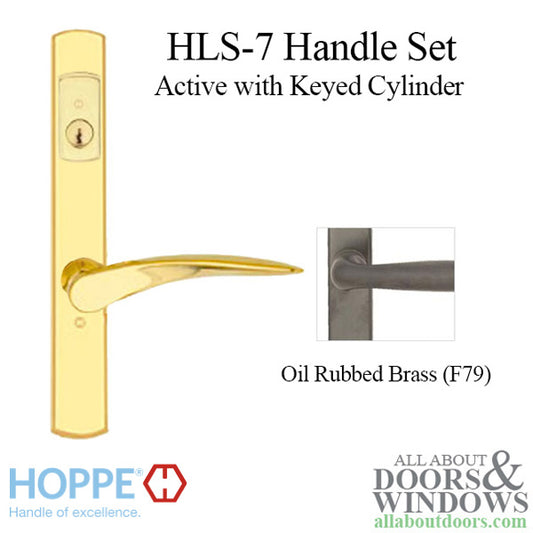 HOPPE HLS7 Handle Set with Rodos Lever Keyed Active Oil Rubbed Brass