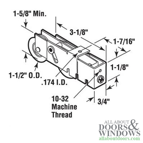 Tandem 1-1/2  steel wheel, roller assembly - Tandem 1-1/2  steel wheel, roller assembly