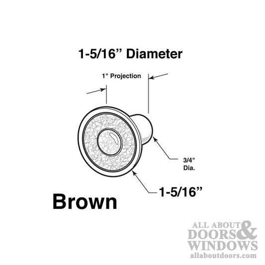 Pull Handle, 1-5/16 in Plastic Bi-Fold Door Knob BRN - 2pck