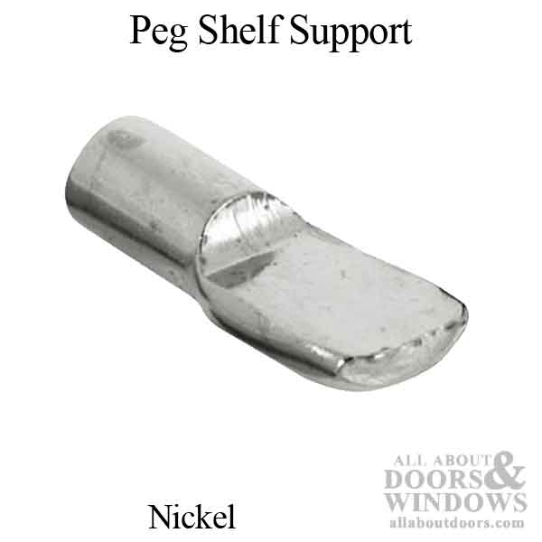 Peg Shelf Support, Spoon style, 3/16 (5mm ) - Nickel - Peg Shelf Support, Spoon style, 3/16 (5mm ) - Nickel