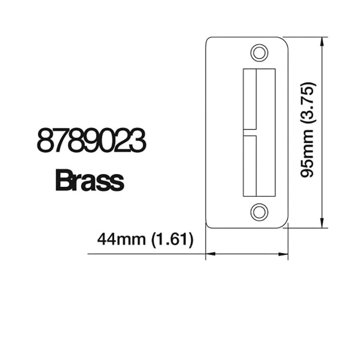 Strike Plate, PS0013N, Double Shootbolt  1.61 x 3.75 -Brass. - Strike Plate, PS0013N, Double Shootbolt  1.61 x 3.75 -Brass.