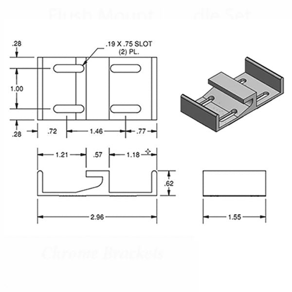 E-Shaped Keeper for Sliding Glass Door 1-1/2