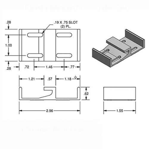 E-Shaped Keeper for Sliding Glass Door 1-1/2