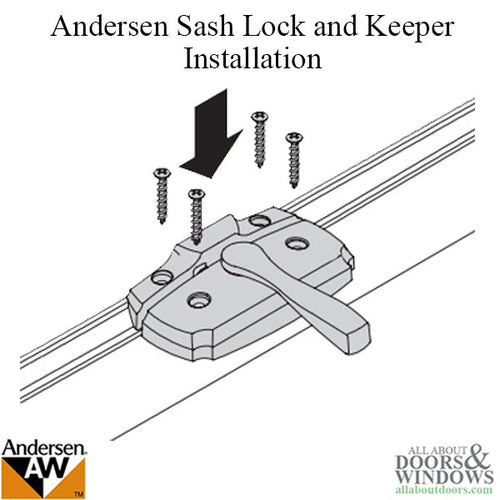 Andersen Woodwright Double Hung Windows Sash Lock & Keeper Set - Brushed Chrome - Andersen Woodwright Double Hung Windows Sash Lock & Keeper Set - Brushed Chrome