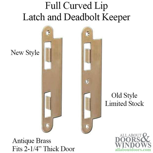 Latch & Deadbolt Strike Plate, 57mm Extended, 2-1/4 Door - Antique Brass - Latch & Deadbolt Strike Plate, 57mm Extended, 2-1/4 Door - Antique Brass