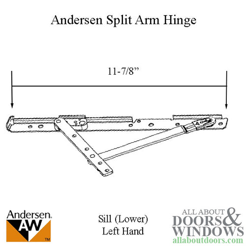 Andersen Casement Left-Hand Corrosion Resistant Split-Arm Sill Hinge - Andersen Casement Left-Hand Corrosion Resistant Split-Arm Sill Hinge