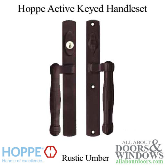 Hoppe HLS 9000 Sliding Door Modern Handle Set Active Keyed Rustic Umber