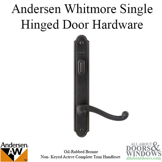 Hardware Kit, Single Door, Whitmore, Active Door - Oil-Rubbed Bronze