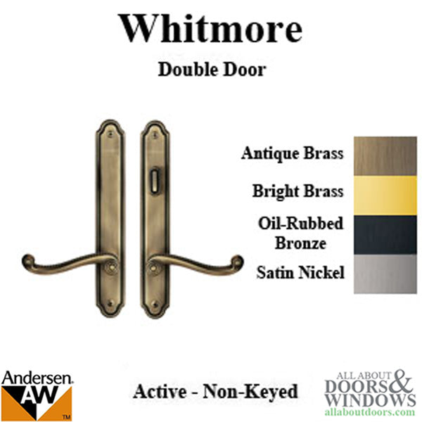 Hardware Kit, Double Door, Whitmore, Active / Passive - Antique Brass - Hardware Kit, Double Door, Whitmore, Active / Passive - Antique Brass