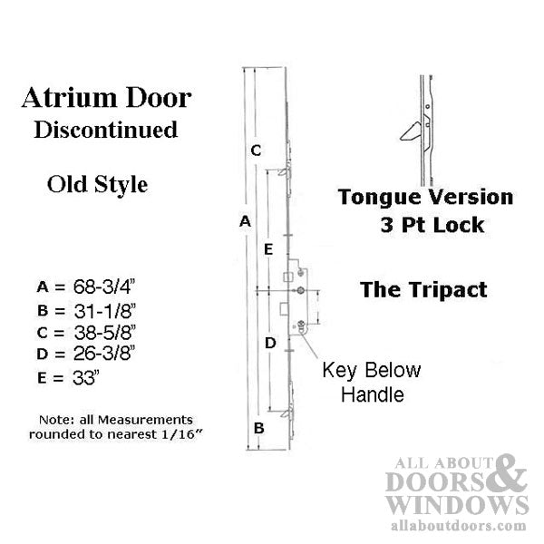 Atrium MP Lock, GU Tripact Europa 45/92 Active 3-Pt Multipoint Lock, Tongue Version - Atrium MP Lock, GU Tripact Europa 45/92 Active 3-Pt Multipoint Lock, Tongue Version