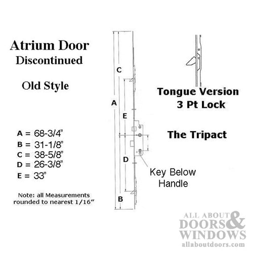 Atrium MP Lock, GU Tripact Europa 45/92 Active 3-Pt Multipoint Lock, Tongue Version - Atrium MP Lock, GU Tripact Europa 45/92 Active 3-Pt Multipoint Lock, Tongue Version