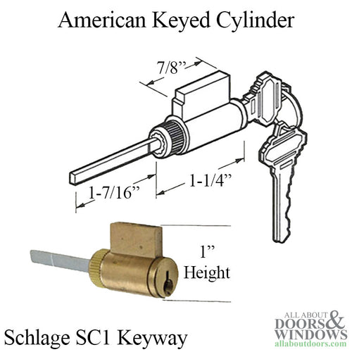 Keyed Cylinder, Active Hinged 1-3/4 door (SCHLAGE C) - Brass - Keyed Cylinder, Active Hinged 1-3/4 door (SCHLAGE C) - Brass