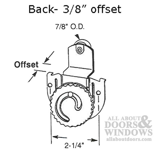 Acme 3100 Back Closet Door Roller Assembly 7/8 Inch Wheel 3/8 Inch Offset - Acme 3100 Back Closet Door Roller Assembly 7/8 Inch Wheel 3/8 Inch Offset