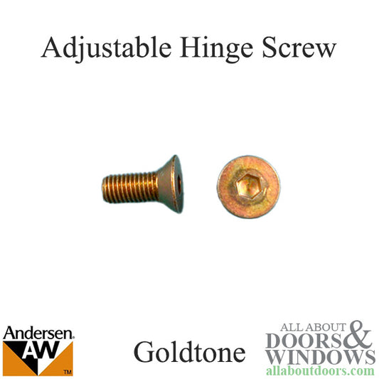 Andersen Hinge Screw, Fixing set for Adjustable Hinge - Goldtone