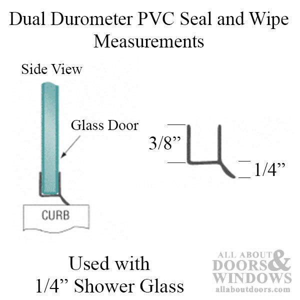 Co-Extruded Dual Durometer PVC Seal and Wipe for shower doors with 1/4'' glass - Clear - Co-Extruded Dual Durometer PVC Seal and Wipe for shower doors with 1/4'' glass - Clear