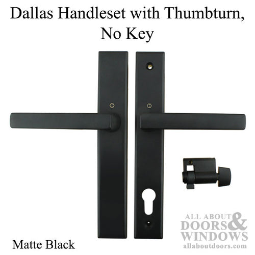 Dallas Contemporary Lever Handle, Inactive, Nonkeyed with Thumbturn,  M1643 / 2161N Set - Matte Black - Dallas Contemporary Lever Handle, Inactive, Nonkeyed with Thumbturn,  M1643 / 2161N Set - Matte Black