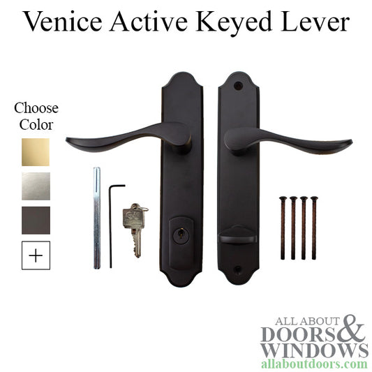 G-U Venice Handle and 45mm Plate Series, Solid Brass, Active, Key and Thumbturn (Handle Above Cylinder), Choose Color