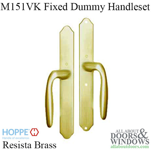 HOPPE HLS 9000 Sliding Door Handle Set with Verona Lever Fixed Dummy Resista Brass