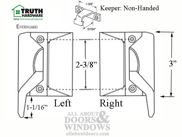 Left Hand Sash Lock with 2-3/8 Inch Screw Holes - Choose Color - Left Hand Sash Lock with 2-3/8 Inch Screw Holes - Choose Color