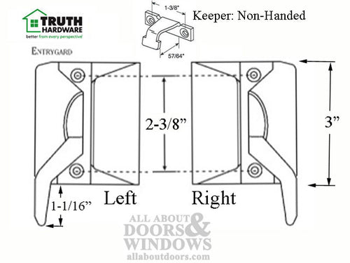 Left Hand Sash Lock with 2-3/8 Inch Screw Holes - Choose Color - Left Hand Sash Lock with 2-3/8 Inch Screw Holes - Choose Color