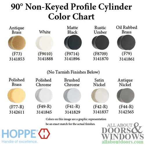 31.5 / 10 New Style HOPPE Non Logo 90 Non-Keyed Profile Cylinder Lock, Solid Brass, Choose Finish - 31.5 / 10 New Style HOPPE Non Logo 90 Non-Keyed Profile Cylinder Lock, Solid Brass, Choose Finish