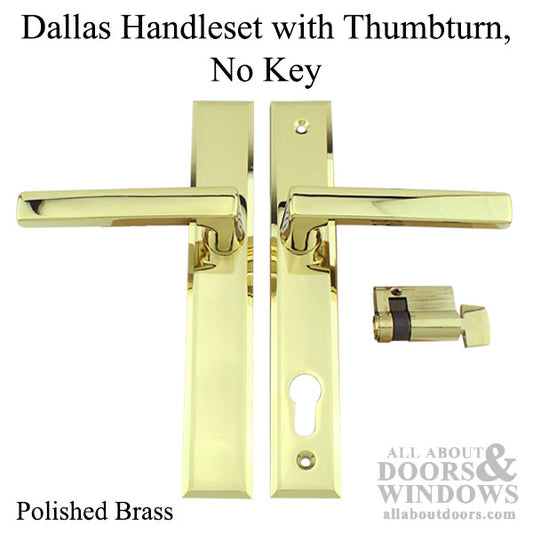 Dallas Contemporary Lever Handle, Inactive, Nonkeyed with Thumbturn, Polished Brass