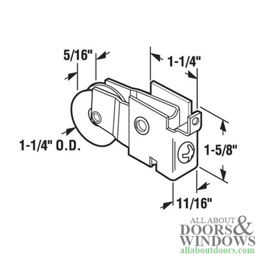 Roller Assembly 1-1/4 inch Nylon Wheel - Roller Assembly 1-1/4 inch Nylon Wheel