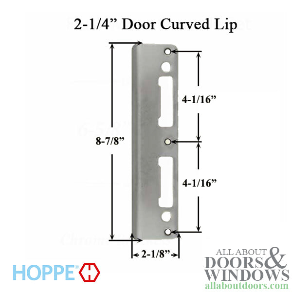 HOPPE Extended Lip Latch and Deadbolt with Curved Lip for 2-1/4