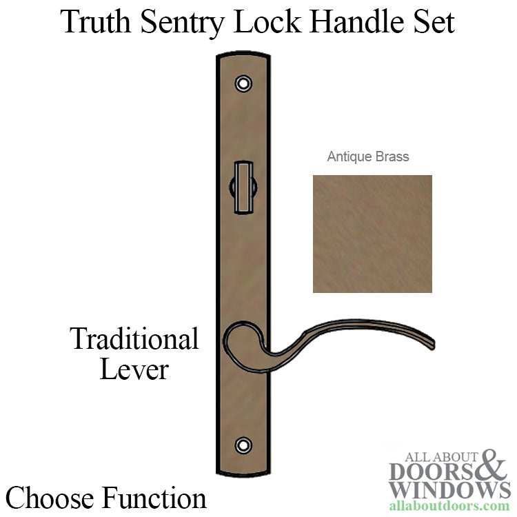 Truth Sentry Lock Handle Set, Traditional, Decorative finish over Brass, Antique Brass - Truth Sentry Lock Handle Set, Traditional, Decorative finish over Brass, Antique Brass