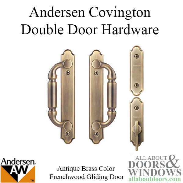 Andersen Frenchwood Gliding Door Trim Hardware, Covington, 4 Panel Interior and Exterior  - Antique Brass - Andersen Frenchwood Gliding Door Trim Hardware, Covington, 4 Panel Interior and Exterior  - Antique Brass