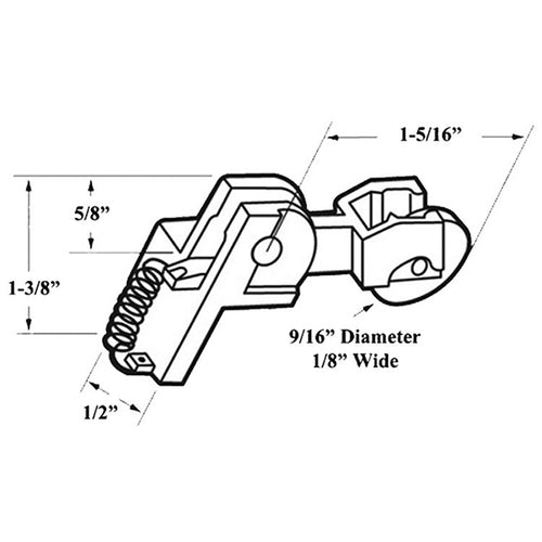 Spring Activated Roller Assembly with 9/16 Inch Nylon Wheel for Sliding Screen Door - Spring Activated Roller Assembly with 9/16 Inch Nylon Wheel for Sliding Screen Door