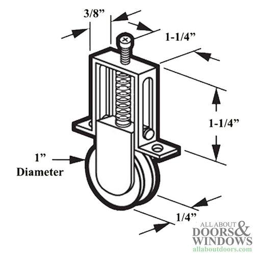 Roller Assembly with 1 Inch Nylon Wheel for Sliding Screen Door - Roller Assembly with 1 Inch Nylon Wheel for Sliding Screen Door