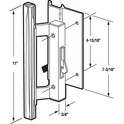 Handle Set for Sliding Patio Doors with Hook Style Latch 4-15/16 Inch Hole Center - Handle Set for Sliding Patio Doors with Hook Style Latch 4-15/16 Inch Hole Center