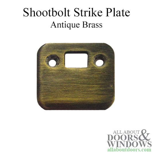 Strike Plate, Shootbolt, Single Door - Antique Brass