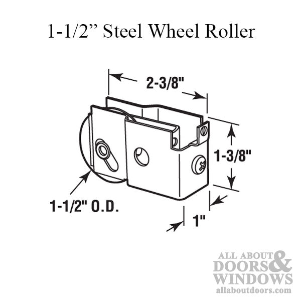 Roller, Wardrobe Door 1-1/2 Inch Steel Wheel - Roller, Wardrobe Door 1-1/2 Inch Steel Wheel