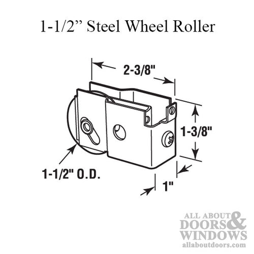 Roller, Wardrobe Door 1-1/2 Inch Steel Wheel - Roller, Wardrobe Door 1-1/2 Inch Steel Wheel