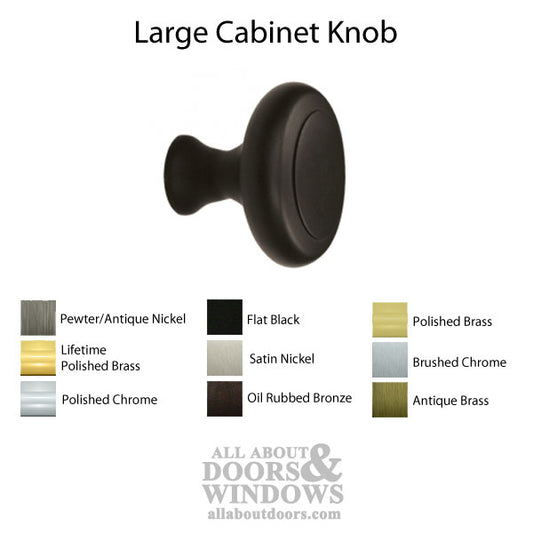 1-3/4" Round Cabinet Knob, Solid Brass - Choose Finish