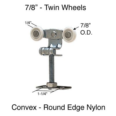 Double Wheel Top Hung Closet Door Roller - 7/8 Diameter