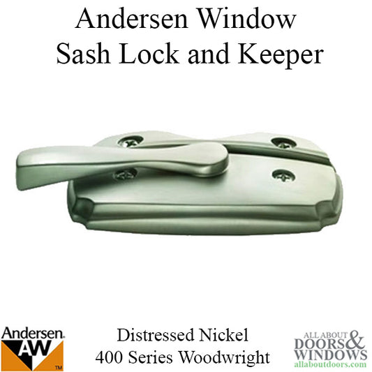 Andersen Woodwright Double Hung Windows Sash Lock & Keeper Set - Distressed Nickel