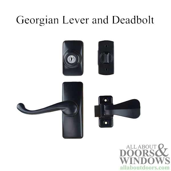 Storm Door Lever Handle With Keyed Deadbolt Georgian Storm Door Handle Black - BLEMISHED - Storm Door Lever Handle With Keyed Deadbolt Georgian Storm Door Handle Black - BLEMISHED