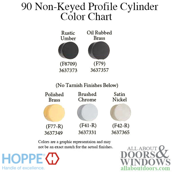 40.5 / 10 New Style HOPPE Inactive 90 Non-Keyed Profile Cylinder Lock, Solid Brass, Choose Finish - 40.5 / 10 New Style HOPPE Inactive 90 Non-Keyed Profile Cylinder Lock, Solid Brass, Choose Finish