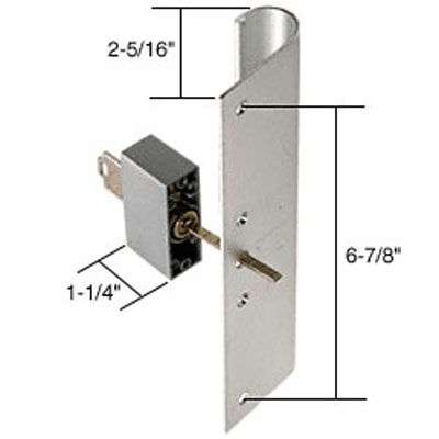 Sliding Door Pull & Keyed Locking Unit,  6-7/8 - Sliding Door Pull & Keyed Locking Unit,  6-7/8