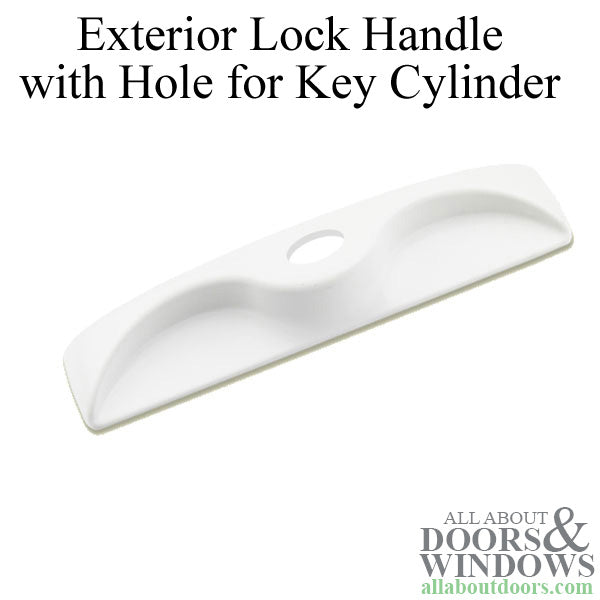Blemished Outside Lock Handle, with Cylinder Hole, Tuscany Vinyl Sliding Door - White - Blemished Outside Lock Handle, with Cylinder Hole, Tuscany Vinyl Sliding Door - White