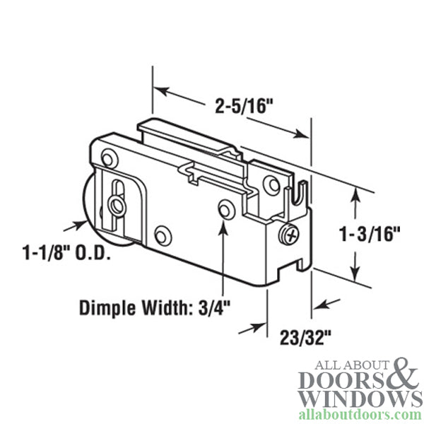 1-1/8 inch Steel Wheel, Roller Assembly - 1-1/8 inch Steel Wheel, Roller Assembly