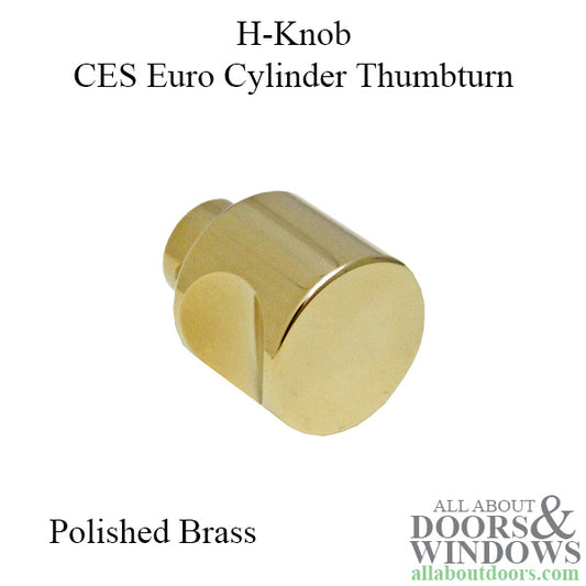 **No Longer Available*** H-Knob, CES Euro Cylinder Thumbturn - Polished Brass