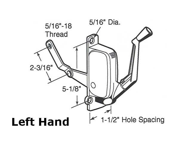 Type 3 Awning Window Operator, Miami Windows, Left Hand - Aluminum - Type 3 Awning Window Operator, Miami Windows, Left Hand - Aluminum