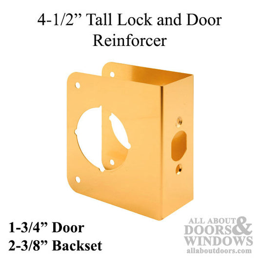 4-1/2 Inch Tall Door Reinforcer - Polished Brass