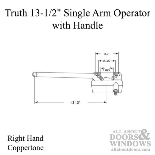 Single Arm Operator.(Surface Mt.) 13-1/2î-Left-Coppertone - Single Arm Operator.(Surface Mt.) 13-1/2î-Left-Coppertone