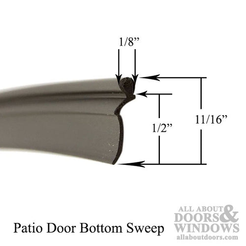 Door Bottom Vinyl Sweep, Jet Patio Door P/D - Door Bottom Vinyl Sweep, Jet Patio Door P/D